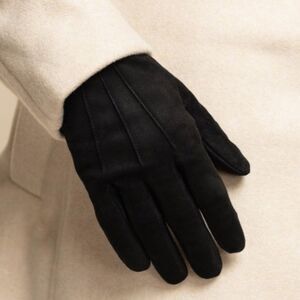 Aris Isotoner Black Suede Gloves Women’s XL Leather Fleece Lined Winter Driving